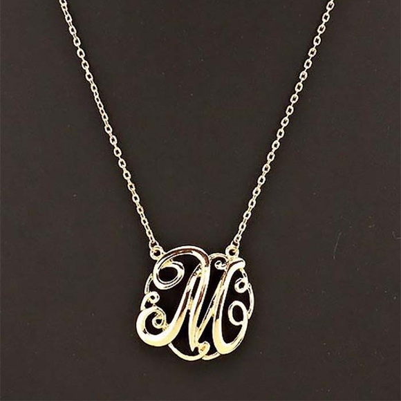 Letter “M” Monogram Script Necklace Set - Picture 2 of 3